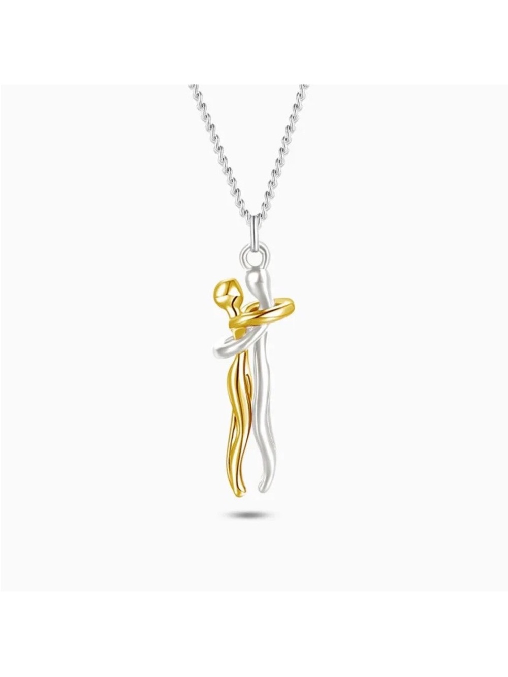 Two-Tone Gold & Silver Embrace Pendant Necklace - Women Jewelry